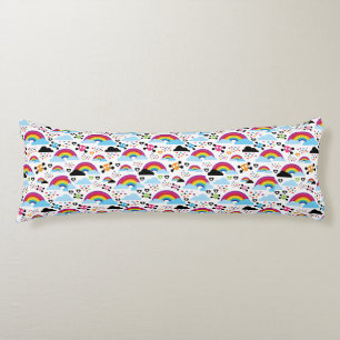 Teenage emo rainbow skull background body cushion