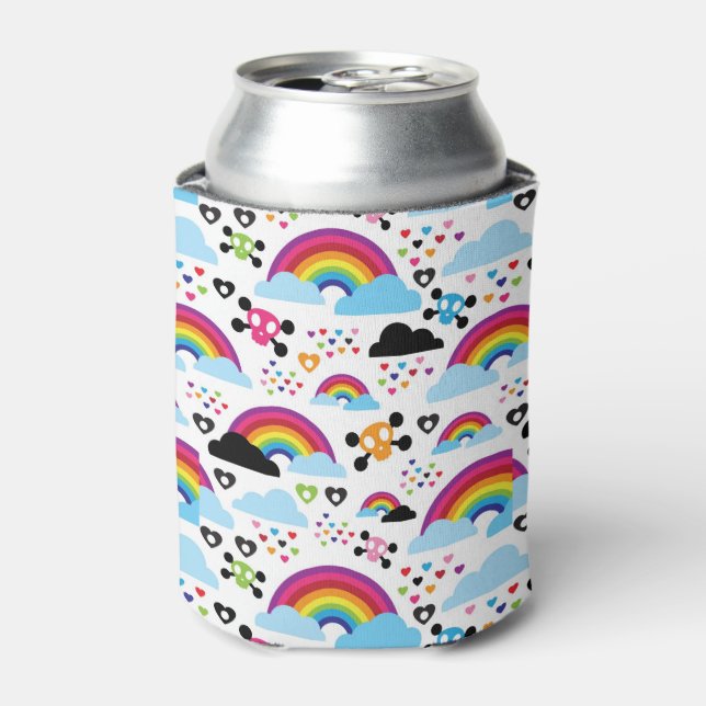 Teenage emo rainbow skull background can cooler (Can Front)