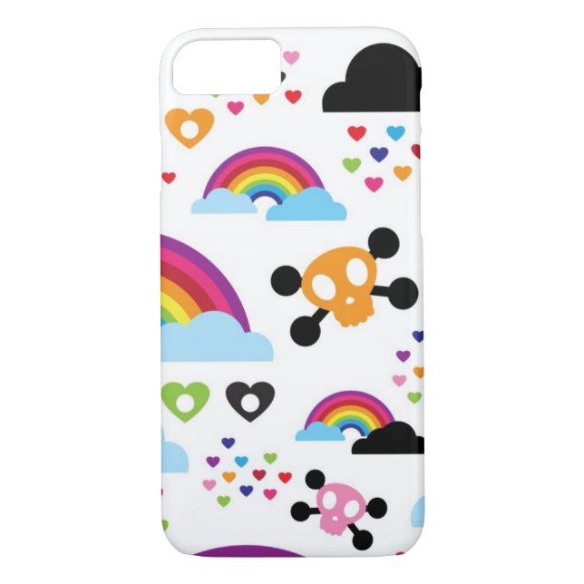 Teenage emo rainbow skull background Case-Mate iPhone case (Back)