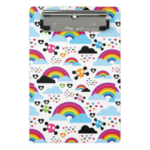 Teenage emo rainbow skull background mini clipboard