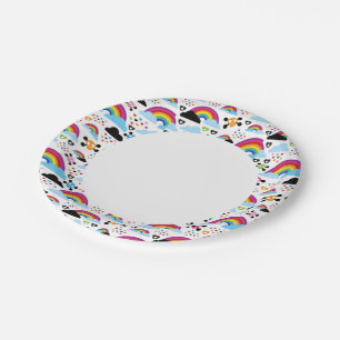 Teenage emo rainbow skull background paper plate