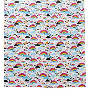 Teenage emo rainbow skull background shower curtain