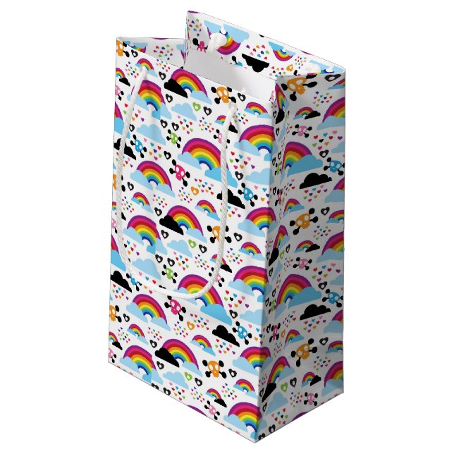 Teenage emo rainbow skull background small gift bag (Back Angled)