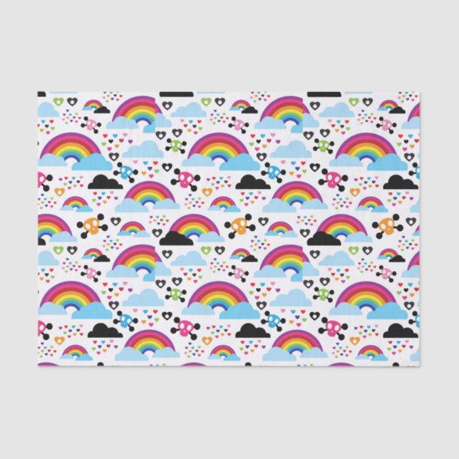 Teenage emo rainbow skull background tissue paper (Front)