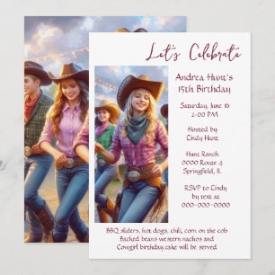 Teenage Girl 15th Birthday Party  Invitation