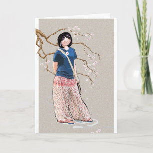 Teenage girl in Spring Card