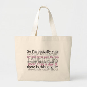 Teenage Girl Large Tote Bag