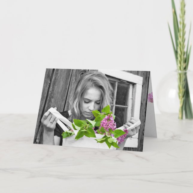 teenage girl with lilac bag card (Front)