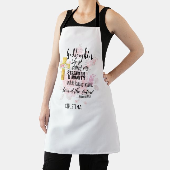 Teenage Goddaughter Gift Personalised Proverb Apron (Insitu)