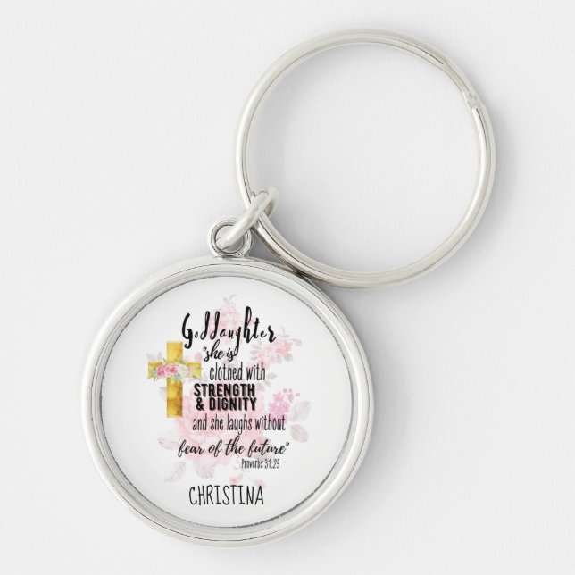 Teenage Goddaughter Gift Personalised Proverb Key Ring (Front)