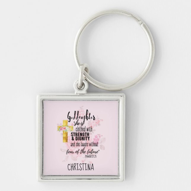 Teenage Goddaughter Gift Personalised Proverb Key Ring (Front)