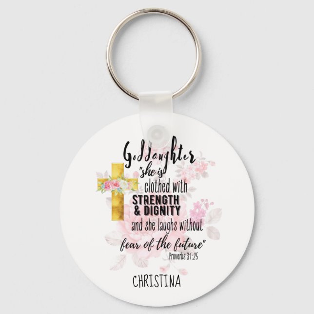 Teenage Goddaughter Gift Personalised Proverb Key Ring (Front)