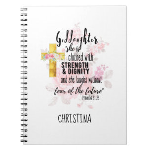 Teenage Goddaughter Gift Personalized Proverb Notebook