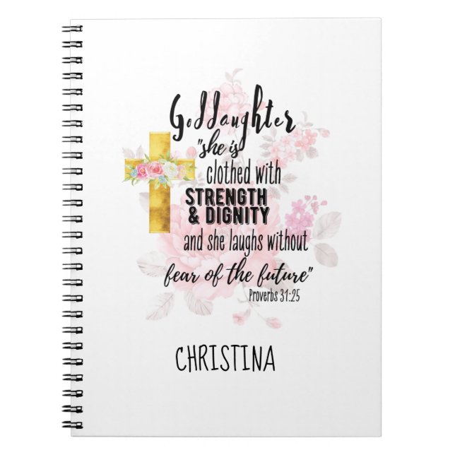 Teenage Goddaughter Gift Personalized Proverb Notebook (Front)
