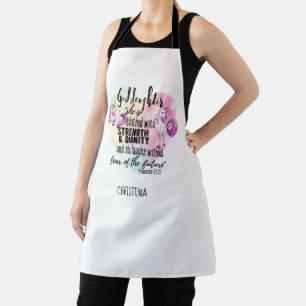 Teenage Goddaughter Gift Pink Unicorn Proverb Cute Apron