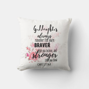 Teenage GODDAUGHTER Motivational Quote Floral  Cushion