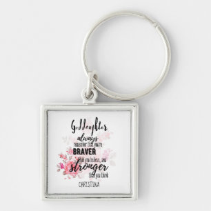 Teenage GODDAUGHTER Motivational Quote Floral Key Ring