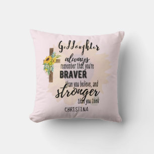 Teenage GODDAUGHTER Motivational Quote Sunflowers Cushion