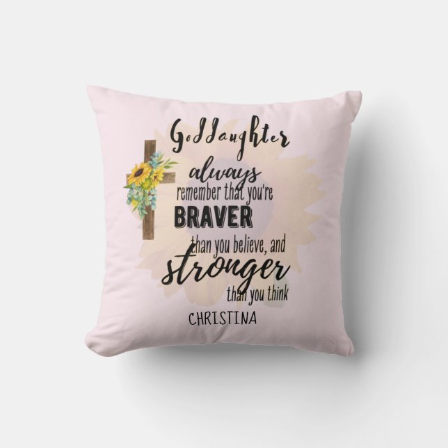 Teenage GODDAUGHTER Motivational Quote Sunflowers  Cushion (Front)