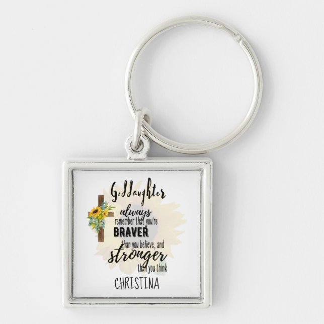 Teenage GODDAUGHTER Motivational Quote Sunflowers  Key Ring (Front)