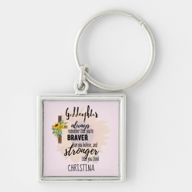 Teenage GODDAUGHTER Motivational Quote Sunflowers  Key Ring (Front)