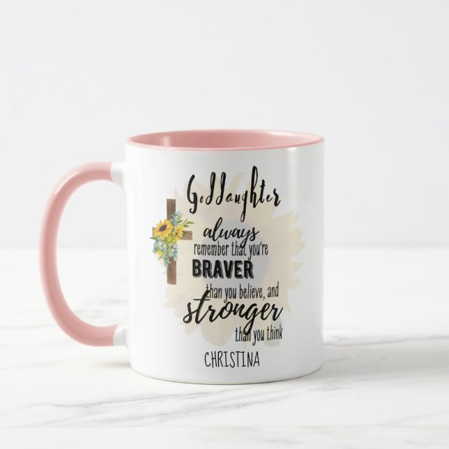 Teenage GODDAUGHTER Motivational Quote Sunflowers  Mug (Left)