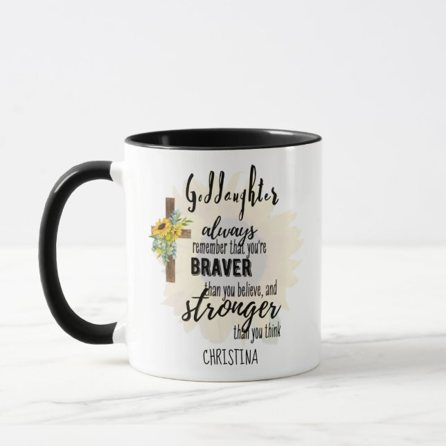 Teenage GODDAUGHTER Motivational Quote Sunflowers Mug (Left)