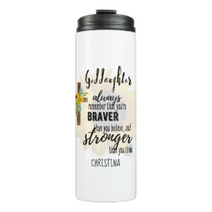Teenage GODDAUGHTER Motivational Quote Sunflowers Thermal Tumbler