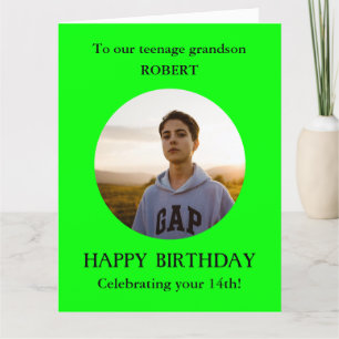 Teenage Grandson Photo 14th BIG Birthday Card