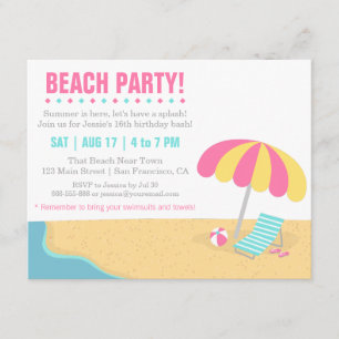 Teenage Summer Beach Birthday Party Invitation