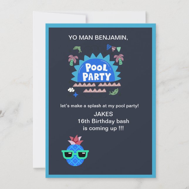 teenage Yo man let’s make a birthday splash Invitation (Front)