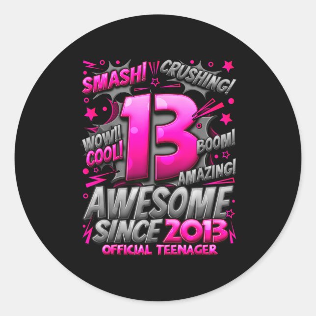 Teenager 13 Year Old Boys 13th Birthday Boy  Classic Round Sticker (Front)