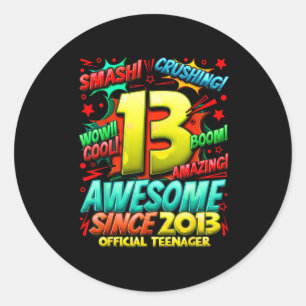 Teenager 13 Year Old Boys 13th Birthday Boy  Classic Round Sticker