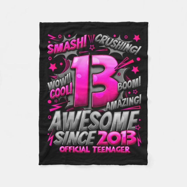 Teenager 13 Year Old Boys 13th Birthday Boy  Fleece Blanket (Front)