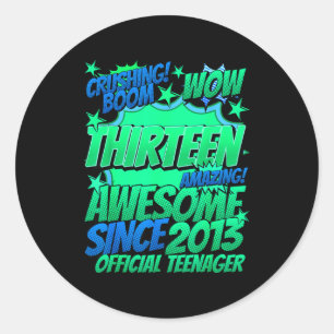 Teenager 13 Year Old For Boys 13 Year Old Boy Classic Round Sticker