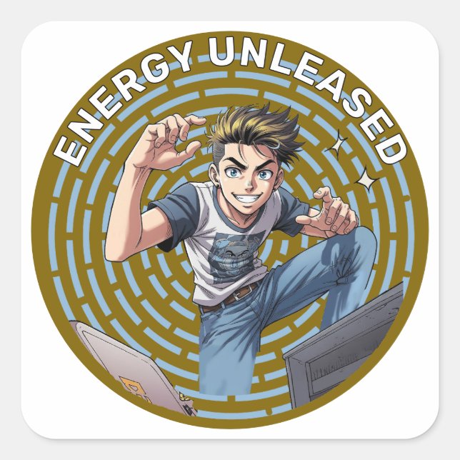 teenager boy square sticker (Front)