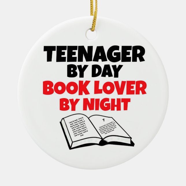 Teenager by Day Book Lover by Night Ceramic Tree Decoration (Front)