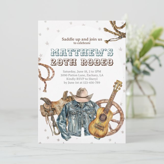 Teenager Cowboy Rodeo Invitation (Standing Front)