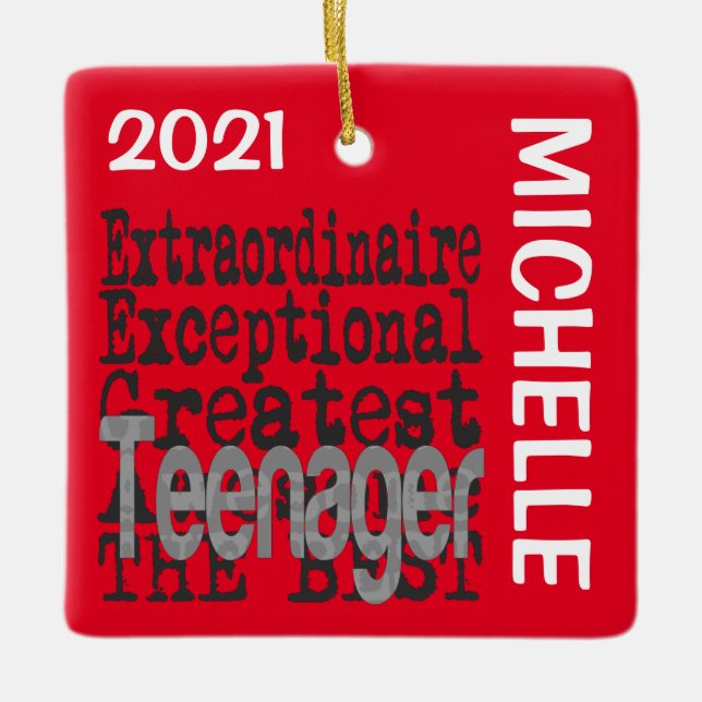Teenager Extraordinaire CUSTOM Ceramic Ornament (Front)