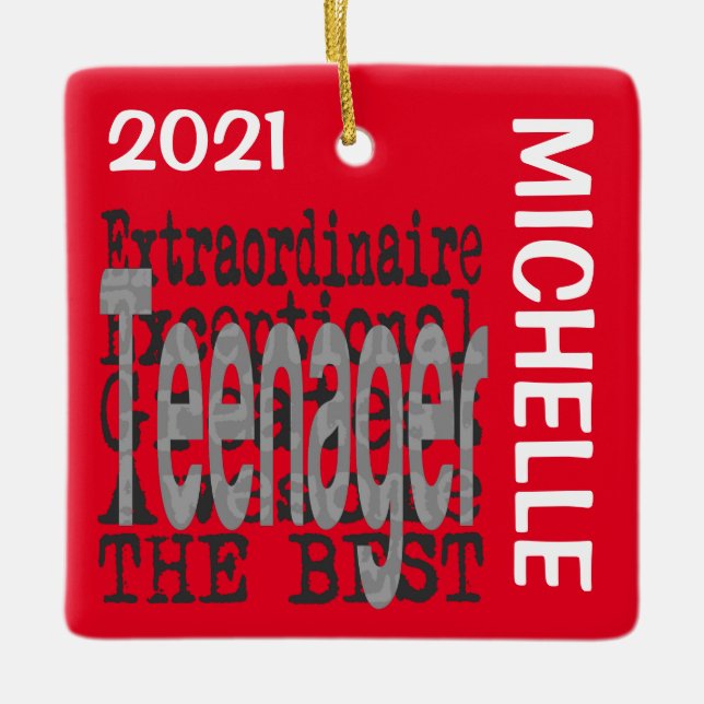 Teenager Extraordinaire CUSTOM Ceramic Ornament (Front)