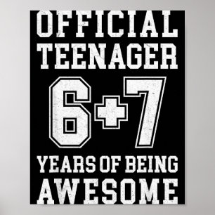 Teenager Funny 6 7 13th Birthday  Poster