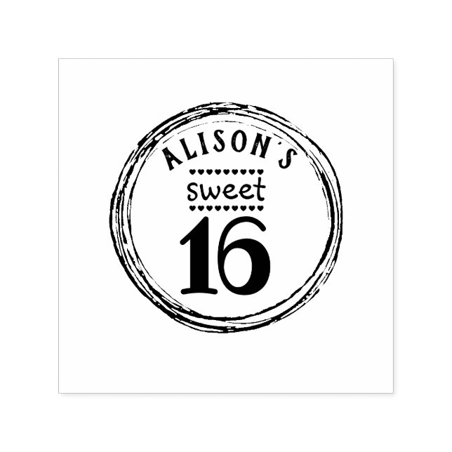 Teenager girl sweet sixteen birthday party stamp. self-inking stamp (Design)
