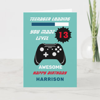 Teenager Loading Funny Gamer Personalised Birthday Card
