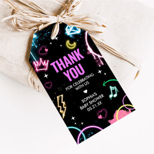 Teenager Neon Thirteenth Birthday Party Favour Tag