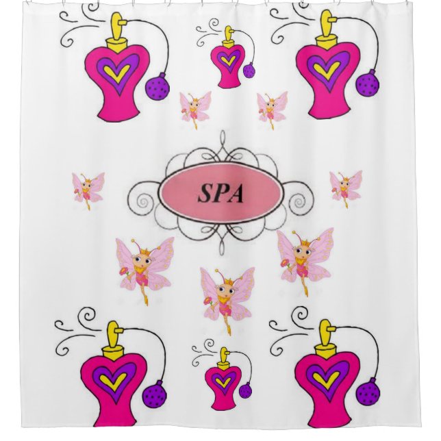 Teenager pink spa white showercurtain shower curtain (Front)