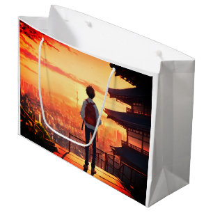  teenager school boy discovering  gift bag