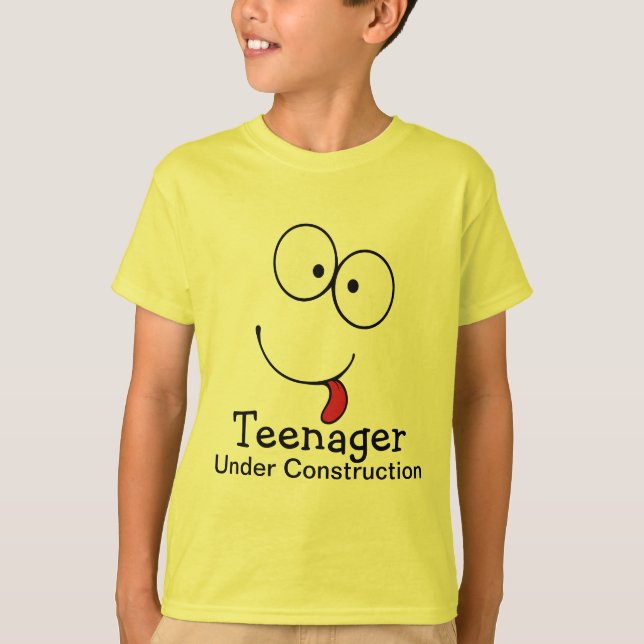 Teenager Under Construction Funny Face T-Shirt (Front)