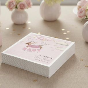 Teenie Weenie Dachshund Balloons Pink Baby Shower Napkin