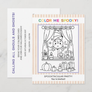 Teens & Adults Bat Halloween Colouring Invitation Postcard