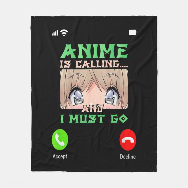 Teens Anime Merch Boys Mens  Girls Anime is Callin Fleece Blanket (Front)